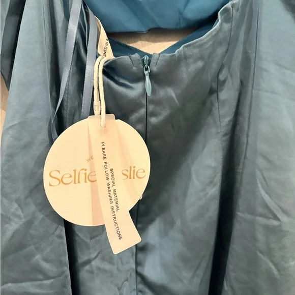 Selfie Leslie Teal Satin Dress - Picture 3 of 4